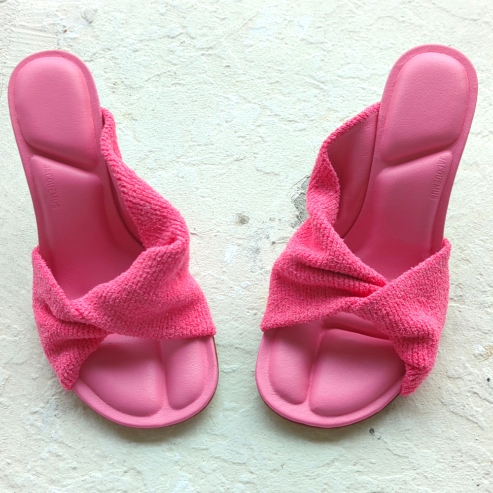 ‼️SOLD on VC‼️JACQUEMUS "LES MULES BAGNU" TERRY CLOTH SANDALS - Picture 1 of 17